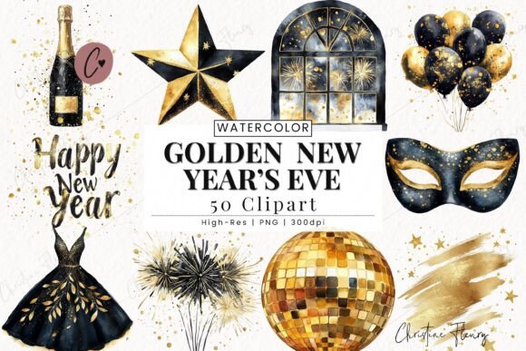 Download Golden New Years Eve Clipart - Golden Collection